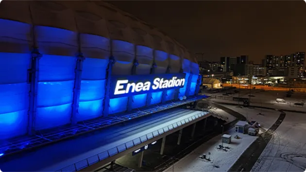 Enea Stadion Stadion piłkarski z szyldem Enea Stadion